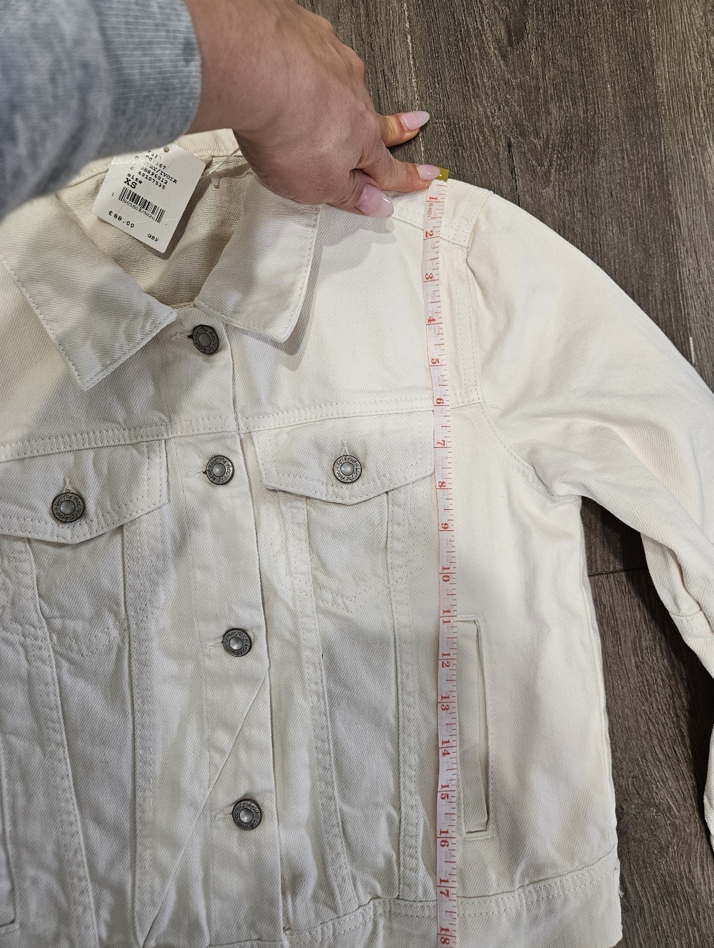 Free People Women's Optic White Cream Denim Jean Jacket- Size XS NWT - Picture 12 of 12
